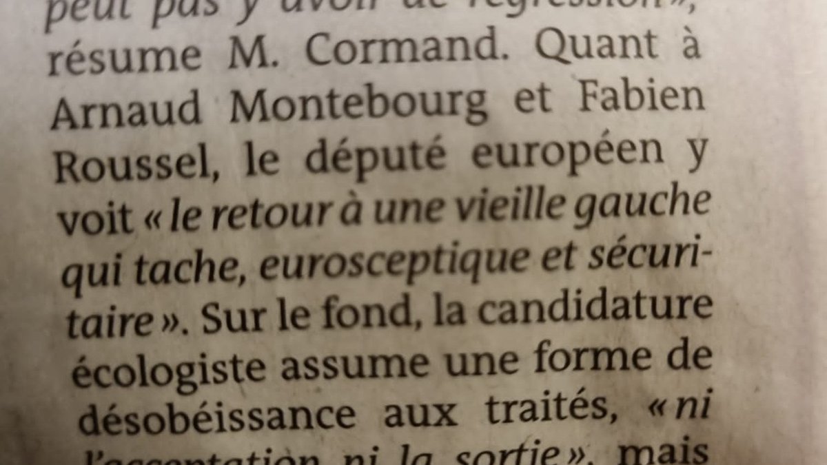 La "vieille gauche qui tache", cher <a href="/DavidCormand/">David Cormand🌻🇪🇺🌍🌏🌎</a>, c'est celle qui a fait la Sécurité sociale, les congés payés, celle qui défend nos services publics. Autant de conquêtes remises en cause par cette Europe libérale. Alors oui, avec <a href="/Fabien_Roussel/">Fabien Roussel</a>, on assume. À 100%.