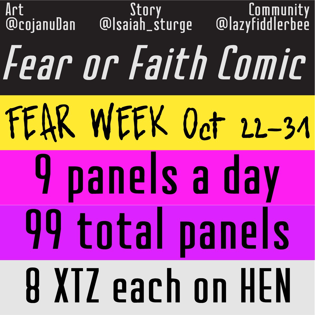 FearFaithComic's tweet photo. As #FEARweek is coming to an end I wanted to thank you all for the amazing support!

The first 9 pages are available for sale with the last 2 pages going up over the next couple days!

You can view Part 1 - Fear in its entirety on #HEN 
https://t.co/SaZKzhredJ https://t.co/k8ZzVq5kp8