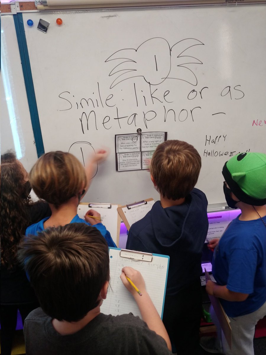 Fordfourthgrade's tweet photo. Halloween simile or metaphor stations! #Winterpockreads https://t.co/7Bw1A5iirT