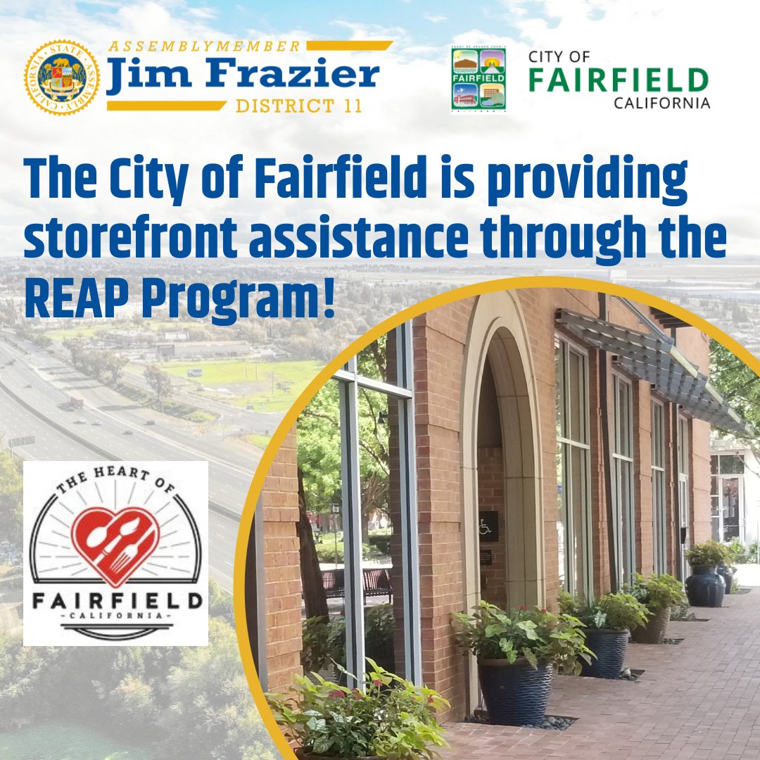 The REAP Program (Revitalization &amp; Enhancement Assistance Program) was established to encourage downtown business and property owners to enhance their properties. fairfield.ca.gov/REAP
“REAP the benefits, REAP the rewards!” 
<a href="/cityoffairfield/">cityoffairfieldca</a>  

#fairfieldca #solanocounty #AD11