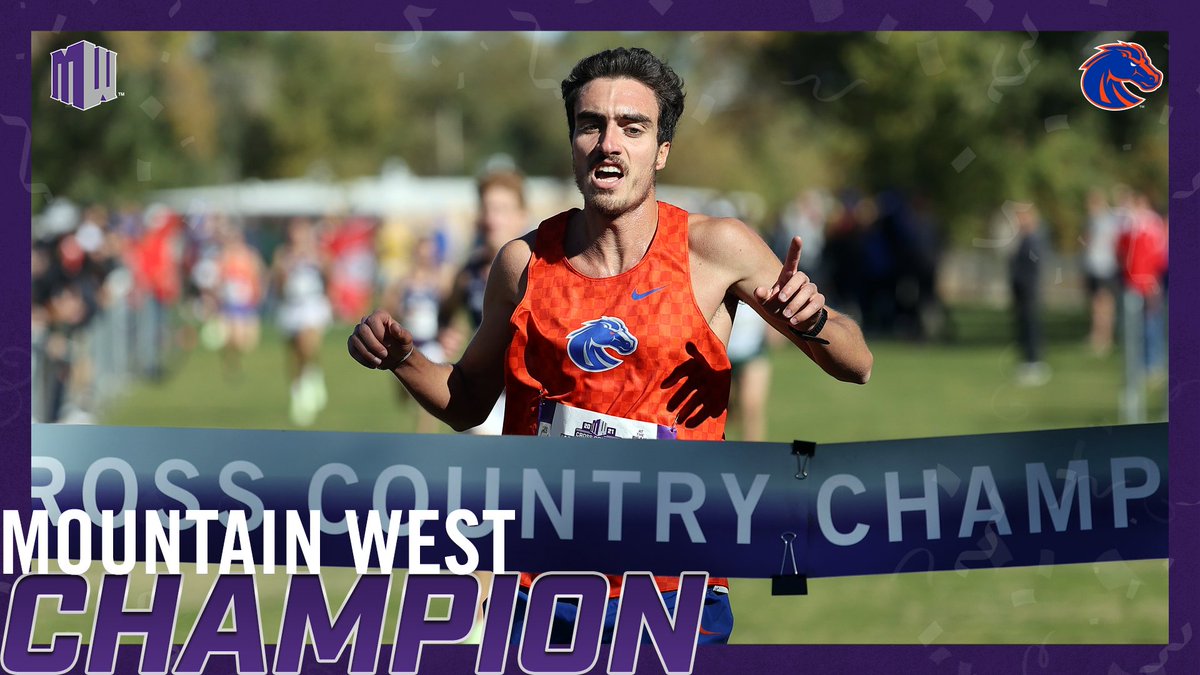 MountainWest's tweet photo. Congratulations to @BroncoSportXCTF's Dario De Caro, the 2021 #MWXC Men's Individual Champion!

His time of 23:26.8 is the second-fastest in MW history 💪

#AtThePeak | #BleedBlue https://t.co/DWLUBwgWdv