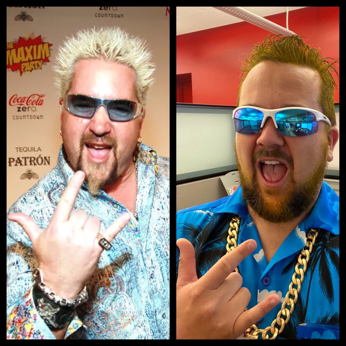 adamrhorn's tweet photo. Well, I've already done Al Borland and got a retweet from @TheRichardKarn that year.  Let's try something new.  Mayor of Flavortown, anyone? What say ye, @GuyFieri? #HappyHalloween2021 https://t.co/0tp8Tq9xf9