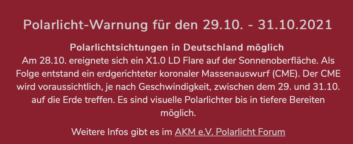 sternwarte_hann's tweet photo. Achtung, Achtung, es könnte in Deutschland sichtbares #Polarlicht am Wochenende geben: https://t.co/6gIU7qWVIN und https://t.co/S7aquydYvM im Auge behalten. https://t.co/MU1f7Fmx9B