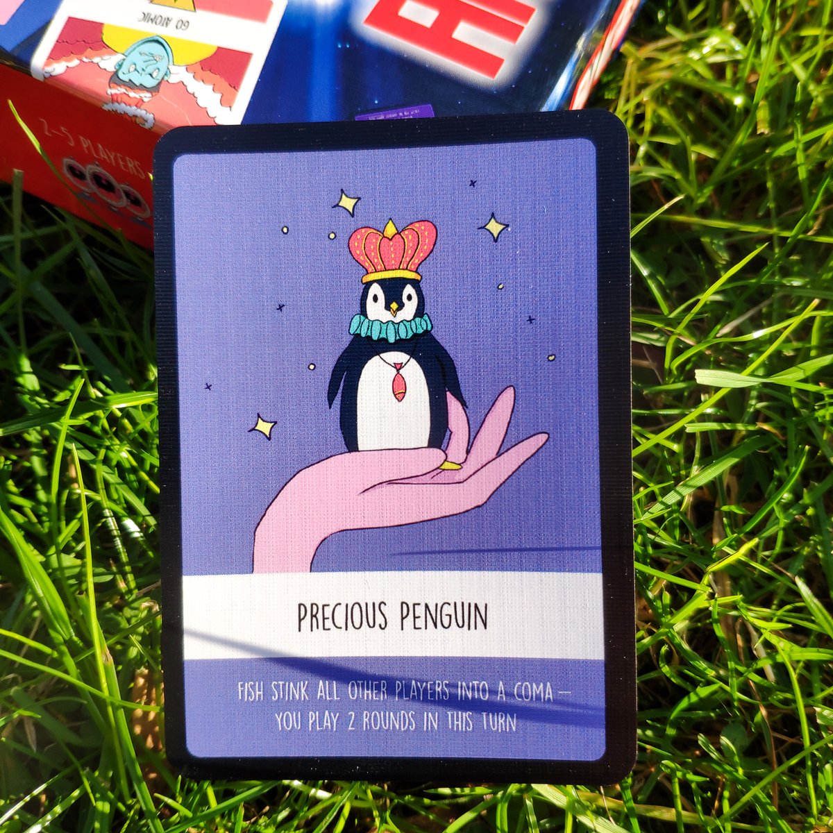 HowAmIWeird's tweet image. #AngerSmash DISRUPTOR 6/10  Precious Penguin - 🐟Fish stink all other players into a coma - you can do two actions in one turn!
AngerSmash is a strategy card game launching soon on #Kickstarter🔥! Follow us to find more! #boardgame #cardgame #tabletopgaming #letsplay #gamenight