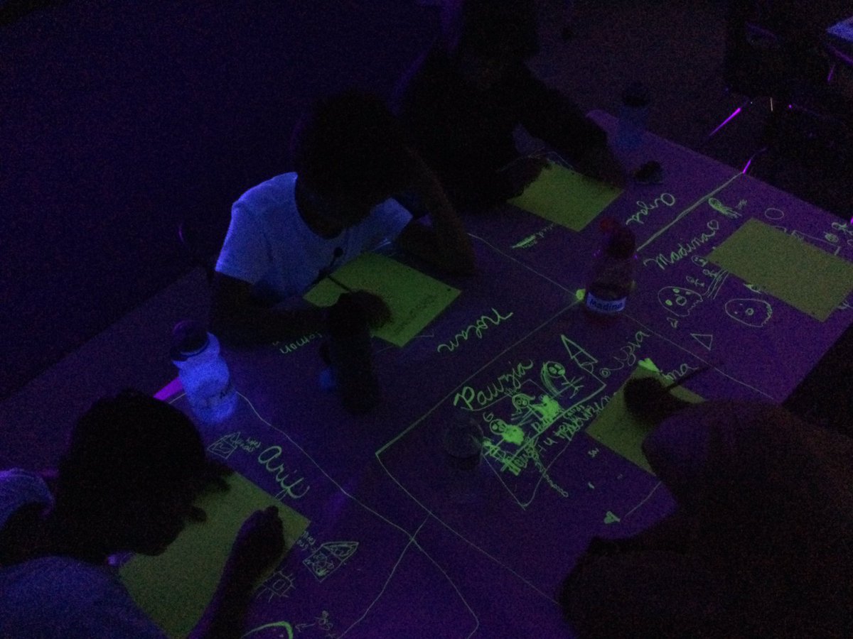 MLBrowning73's tweet photo. Writing scary stories under the black light...spooky @nisdcne https://t.co/pJTE0cqJPi