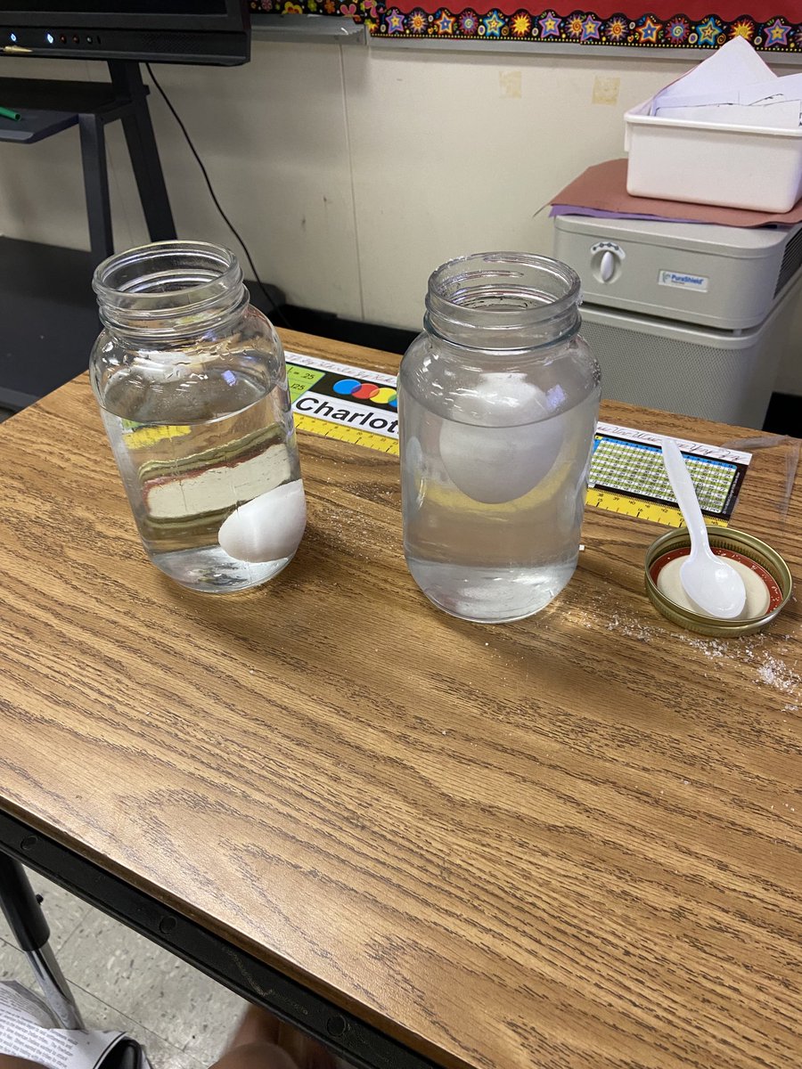 AnnJam4th's tweet photo. My class experiment on Salinity and Density ⁦@ParticipateLrng⁩ ⁦@PrinceEdwardSch⁩ https://t.co/OwEpSAi38P