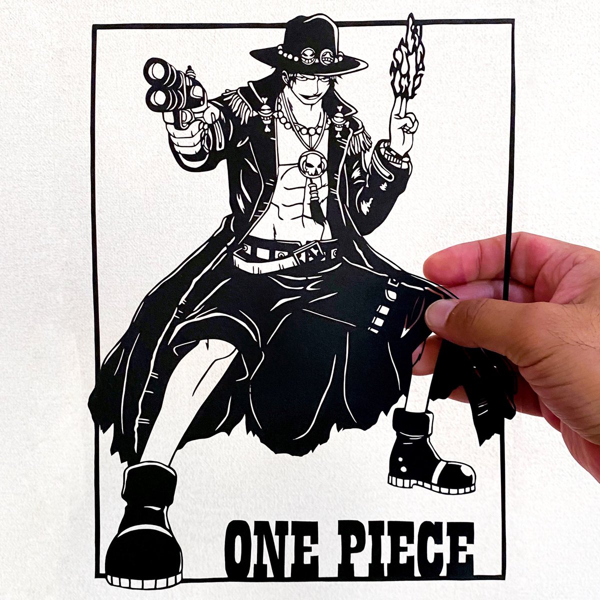 KirieTatsuya's tweet photo. #切り絵　#ワンピース　#エース https://t.co/qZ201CEpiR