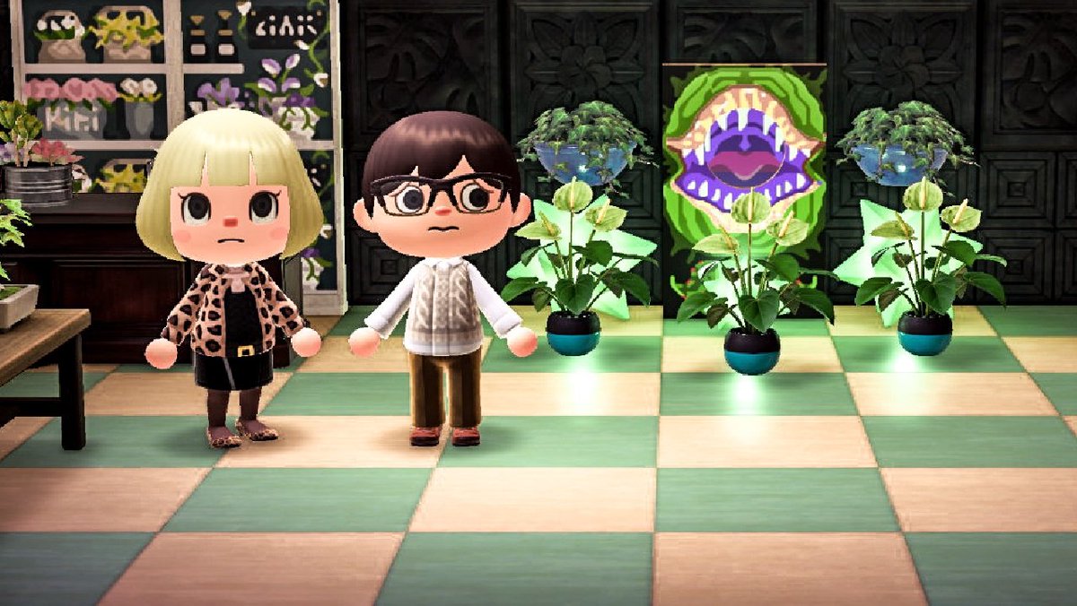 TabbyRoad's tweet photo. Today's costume
"Little Shop of Horrors"🪴

I had so much fun making this one but it would not have been possible without the amazing Audrey II design by @DesignsByCaleb, check out their other designs! 
#acnh #AnimalCrossing https://t.co/uHXpnRR7VV