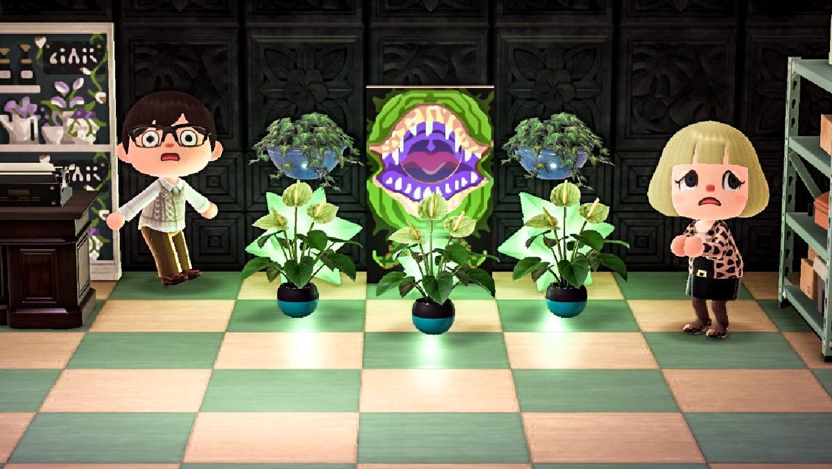 TabbyRoad's tweet photo. Today's costume
"Little Shop of Horrors"🪴

I had so much fun making this one but it would not have been possible without the amazing Audrey II design by @DesignsByCaleb, check out their other designs! 
#acnh #AnimalCrossing https://t.co/uHXpnRR7VV