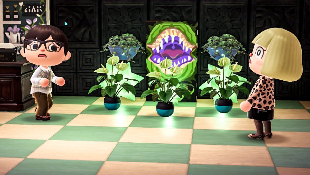 TabbyRoad's tweet photo. Today's costume
"Little Shop of Horrors"🪴

I had so much fun making this one but it would not have been possible without the amazing Audrey II design by @DesignsByCaleb, check out their other designs! 
#acnh #AnimalCrossing https://t.co/uHXpnRR7VV