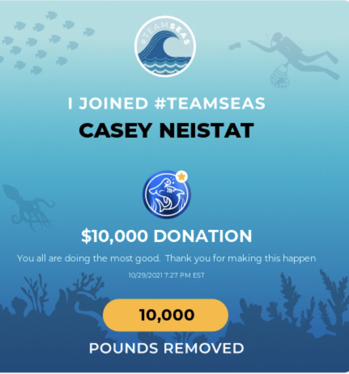 Casey's tweet photo. much ❤️ to @MrBeast and @MarkRober  for pulling this together.  $1 donated removes 1 pound of trash  #TeamSeas   

https://t.co/S6FNxleb6e https://t.co/emnRDgHthA