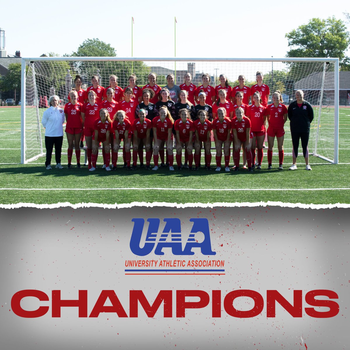 WASHUBears's tweet photo. UAA Champs! 🏆

@WASHUwSoccer has officially clinched the UAA title! 

#LetsGoWashU https://t.co/BxnMRzT6J5