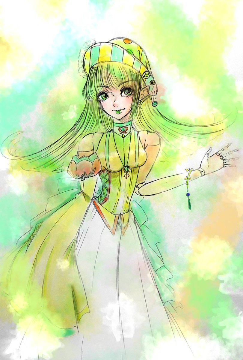 女の子のドール 緑色をメインに塗ってみました ドール オリキャラ 美南星月のイラスト 女の子のドール 緑色をメインに塗ってみました ドール オリキャラ 美南星月のイラスト