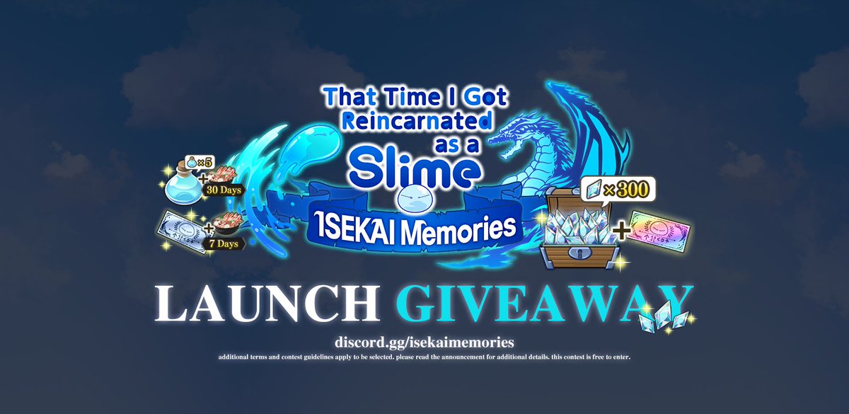 isekaimemories's tweet photo. Dear Chancellors,
We are hosting a LAUNCH GIVEAWAY in our Discord🎁
Share this post + join us to win awesome prizes❗

⮕ https://t.co/9mB4TD5713

#ISEKAIMemories #まおりゅう 
#SlimeIsekaiMemories #Tensura https://t.co/79d3AcBC0T