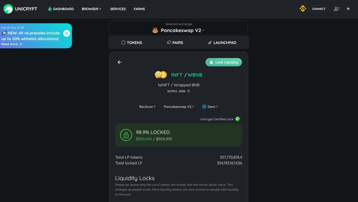 we locked 80% liquidity token on Unicrypt，link：app.unicrypt.network/amm/pancake-v2…