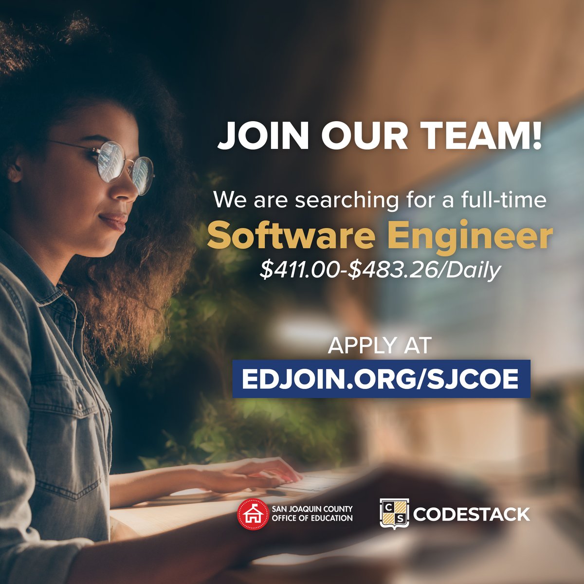 CodeStackStkn's tweet image. Now Hiring! We are looking for a Software Engineer to join the CodeStack team! Work on projects that are used by hundreds of thousands of educators and people around the country! Apply now! ow.ly/5uLz50GBANA
#SJCOE #CodeStack #CodingJobs