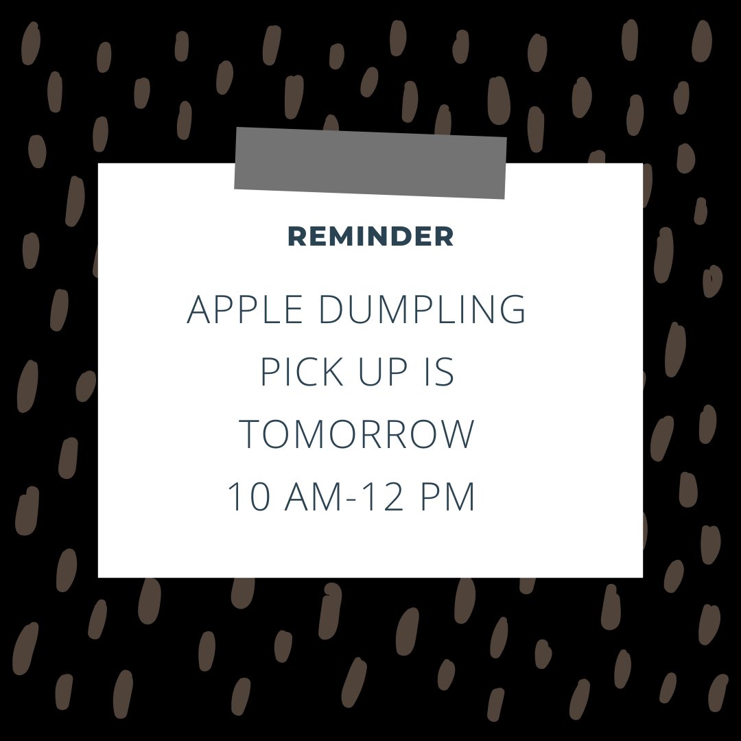 Not only is tomorrow our last fall ball practice ITS ALSO apple dumpling pickup! We will be at the church street field from 10 AM-12 PM. (Please keep in mind dumplings are delivered • frozen • if not picked up promptly they may start to thaw) can’t wait to see you!