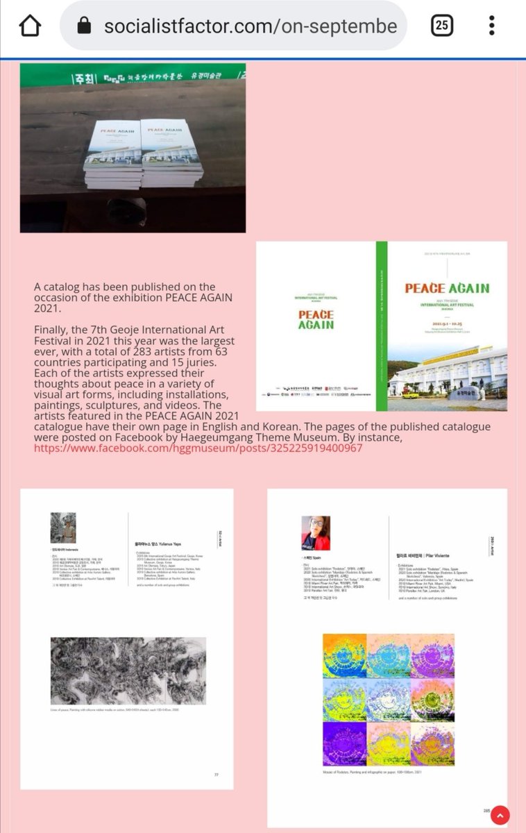 PilarViviente's tweet photo. Viviente, P. (2021, October). The 7th Geoje International Art Festival ‘PEACE, AGAIN’ opened. PEACE AGAIN Exhibition. Socialist Factor magazine.
https://t.co/j3le6iwaGg
P. 5-8 of 9
#pilarviviente #socialistfactor #PeaceAgain #exhibition #haegeumgang #museum #geoje #SouthKorea https://t.co/TTiGBjWrxl