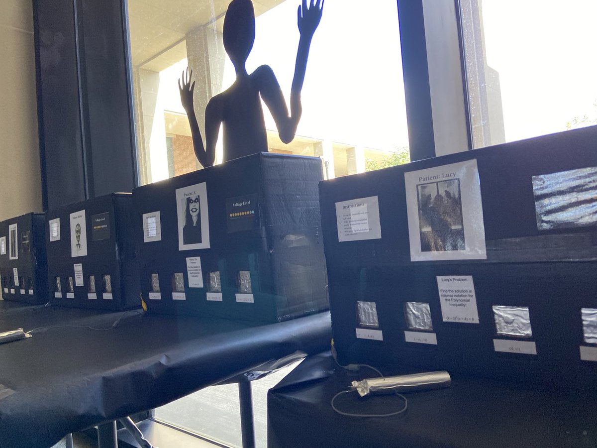 themrmcewin's tweet photo. The Haunted @breakoutEDU review that @LibraryMemorial , @ShanErnstMath , @KernsKurt and I collaborated on this week came out frighteningly well for our @2018Memorial PreCal students! #friscofutureready #mathisscary #studentcenteredlearning #gamification https://t.co/P5RrJ5fqEU