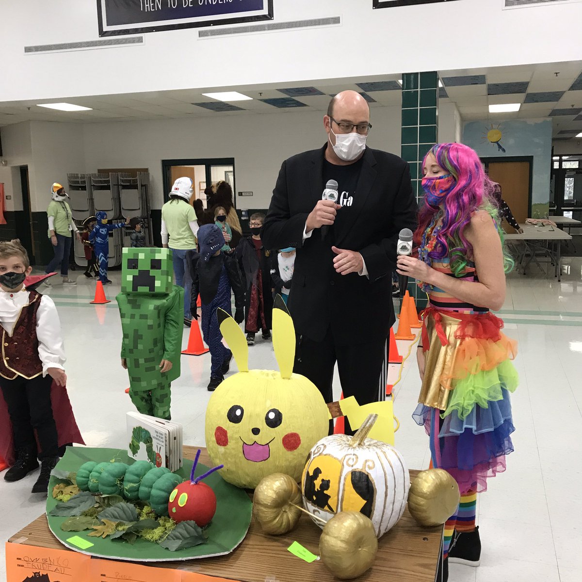 lynnszabo's tweet photo. The first live stream and the first indoor Halloween parade @AHSD25Westgate Great to work with @Mr_DCPeterson behind the scenes! #wgleads https://t.co/XstOJAVHPx