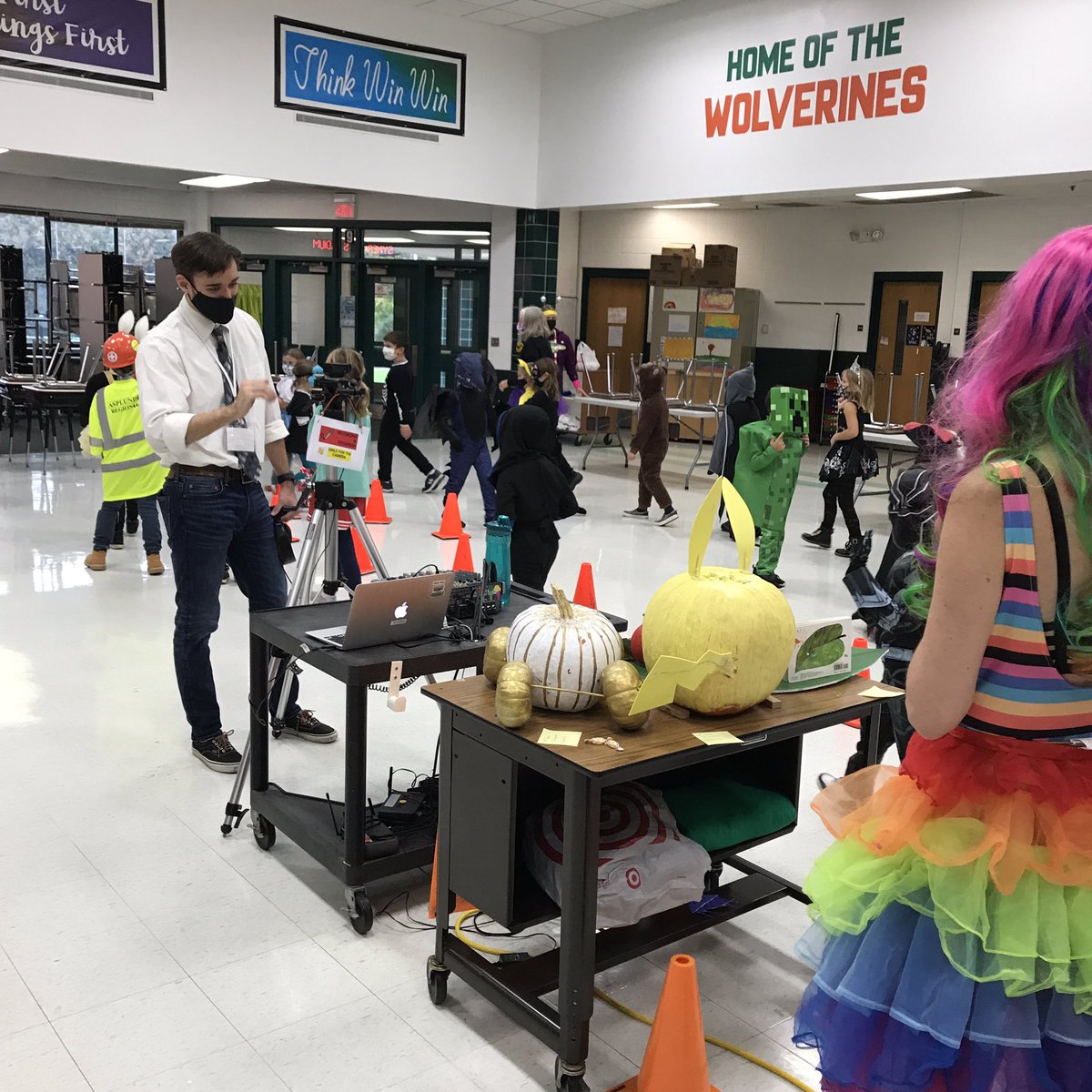 lynnszabo's tweet photo. The first live stream and the first indoor Halloween parade @AHSD25Westgate Great to work with @Mr_DCPeterson behind the scenes! #wgleads https://t.co/XstOJAVHPx