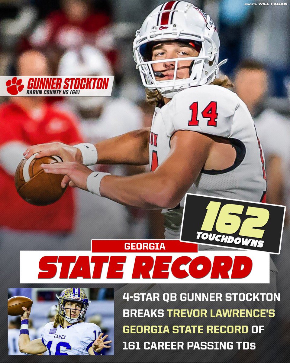 Gunner Stockton breaks Trevor Lawrence's Georgia state record for passing touchdowns! 🎯 ✍️: maxpreps.com/news/O_lfBvgug…