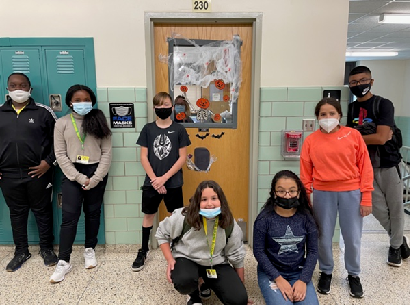 Ms. Gray’s &amp; Mrs. Bonvicin’s Skills classes at Grand Avenue participated in Halloween Decorating Door Wars. Each team brainstormed a theme using only 5 supplies and developed a sketch. The purpose was to excite the students with collaborative creativity &amp; spirited competition.