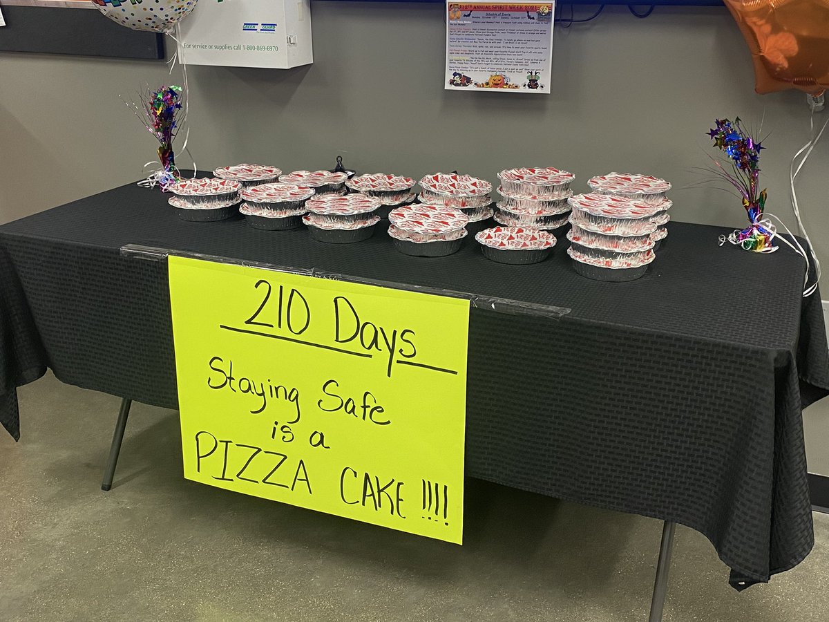 HauckJenny's tweet photo. Celebrating 2️⃣1️⃣0️⃣ Days Safe in 2021. Staying Safe is a “Pizza” Cake!!! https://t.co/6lwalgt2nZ