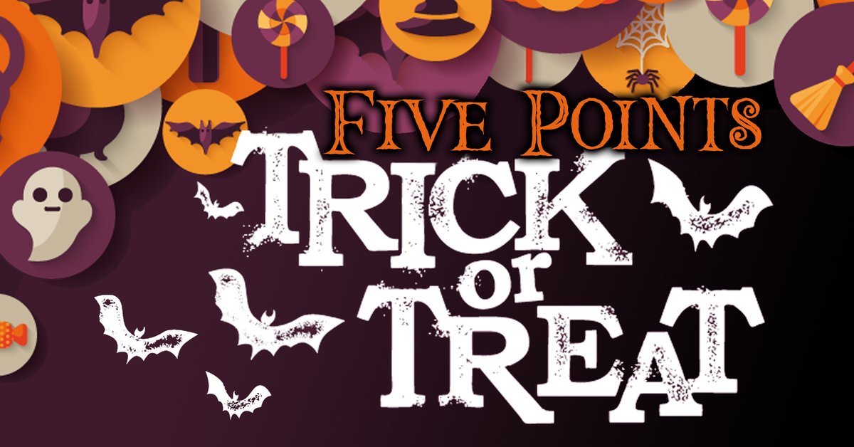 FivePointsSC's tweet photo. Five Points ๐ Trick or Treat ๐ป is back! Join us THIS Saturday at the fountain at 2pm for a blood drive, games & prizes! Starting at 5pm, you can ๐ฌ trick-or-treat ๐ซ with our merchants for all the candy feels! For more: https://t.co/a7ROI8T3vu
#lovefivepoints #playfivepoints https://t.co/tz9rYelFMt