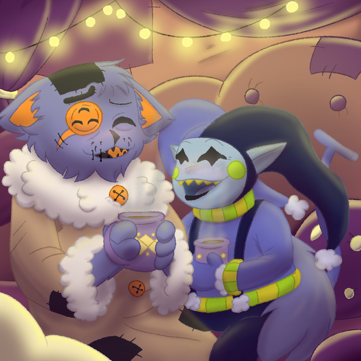 DrCrescentSpade's tweet photo. Cold months are coming up so Jevil and Seam are warming up together... 👉👈

#DELTARUNE #Jevil #Seam #Seavil #Jeam https://t.co/S3N7bNBHdH