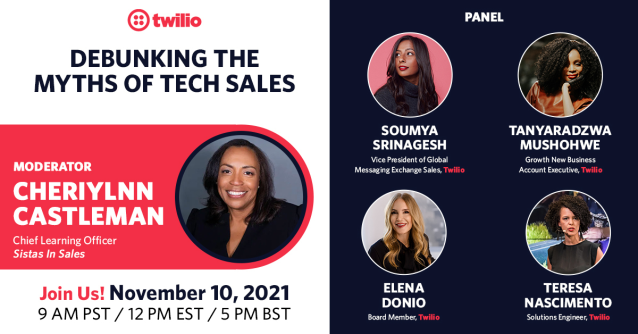 Join us on November 10th for a candid discussion about Debunking the Myths of Tech Sales! Our all-star panel of women will be sharing the tips, strategies, and tactics they've used to reach the top in their profession. bit.ly/3bnKadD
