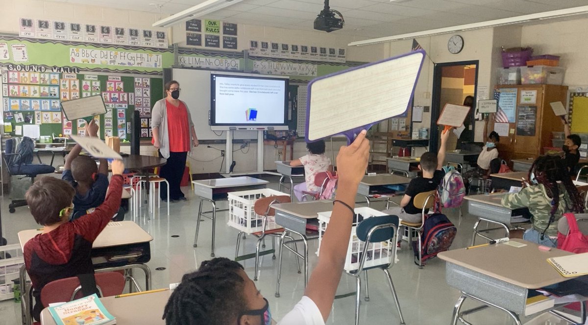 lancour28's tweet photo. We’re Back...with a renewed focus on leadership and learning. Castle Hills Math Coach, Katie Rana, facilitated a #numberlesswordproblem with Ss to help them make sense of story problems (Math Practice 1)! #powerofwecsd #netde #demathchat @bstockus @missniss312 @j_csd @PeteLeida https://t.co/NVG9M2NHxG