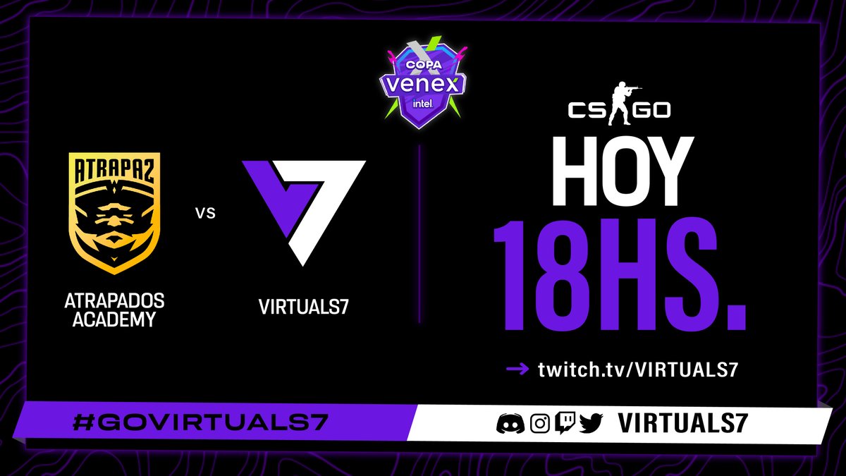 Virtuals7gg's tweet photo. No te pierdas el partido de hoy de la #CopaVenexIntel 
Fase de grupos vs @Atrapa2Gaming Academy

⏰ 18hs 🇦🇷
📺 https://t.co/RU8oneGGun

#GoVirtuals7 https://t.co/dT6fQos72S