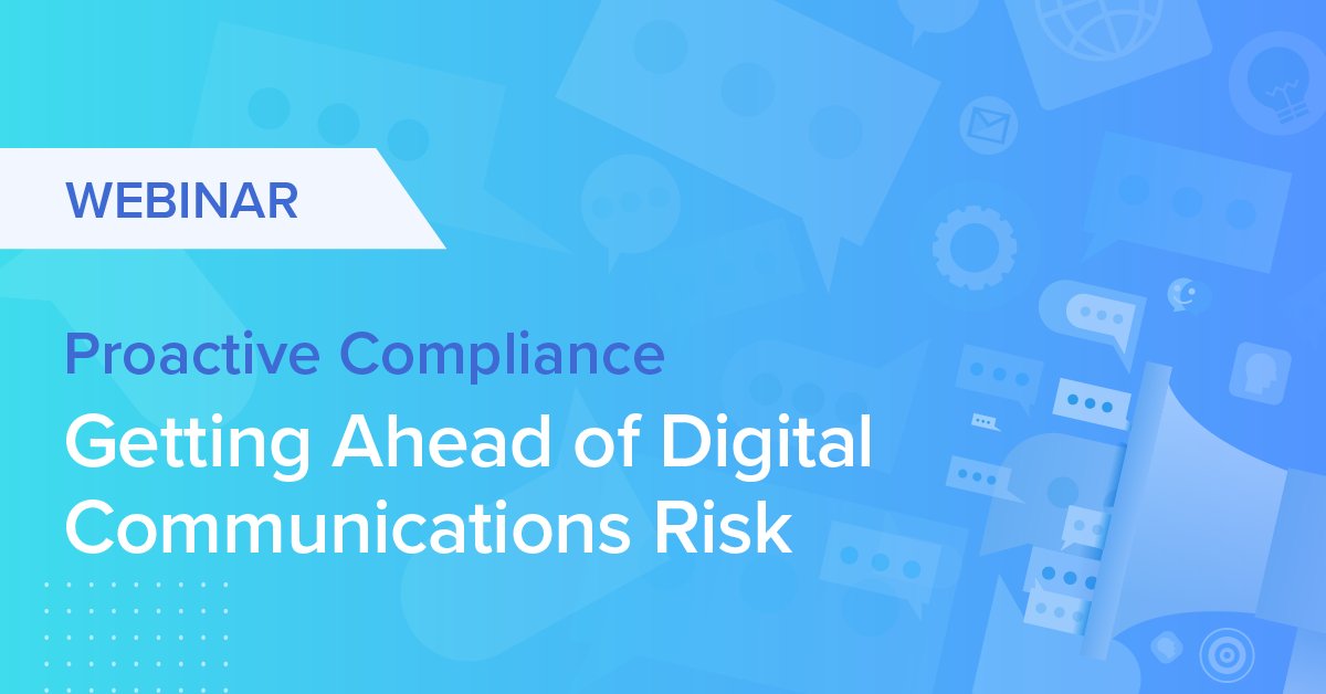 SmarshInc's tweet photo. Join Robert Cruz, VP of Information Governance with Smarsh as we explore how organizations can make the proactive decision to get ahead of digital #communications risks!
Join the Conversation: https://t.co/UOnBrwvAIb
#Compliance #DigitalCommuncation #Risks #HybridWork https://t.co/KDgMTMKYIV