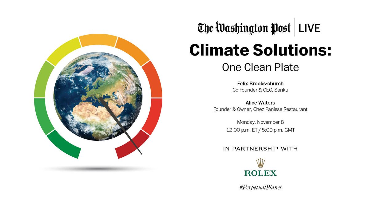 Coming up on Monday, Nov. 8 at 12:00 p.m. ET- <a href="/felixbchurch/">Felix Brooks-church</a> &amp; <a href="/AliceWaters/">Alice Waters</a> will join <a href="/libcasey/">Libby Casey</a> to examine how global efforts to combat malnutrition and local, sustainable agriculture are emerging as key solutions to combat the climate crisis.

Register- ow.ly/Wj8p50GBnrY