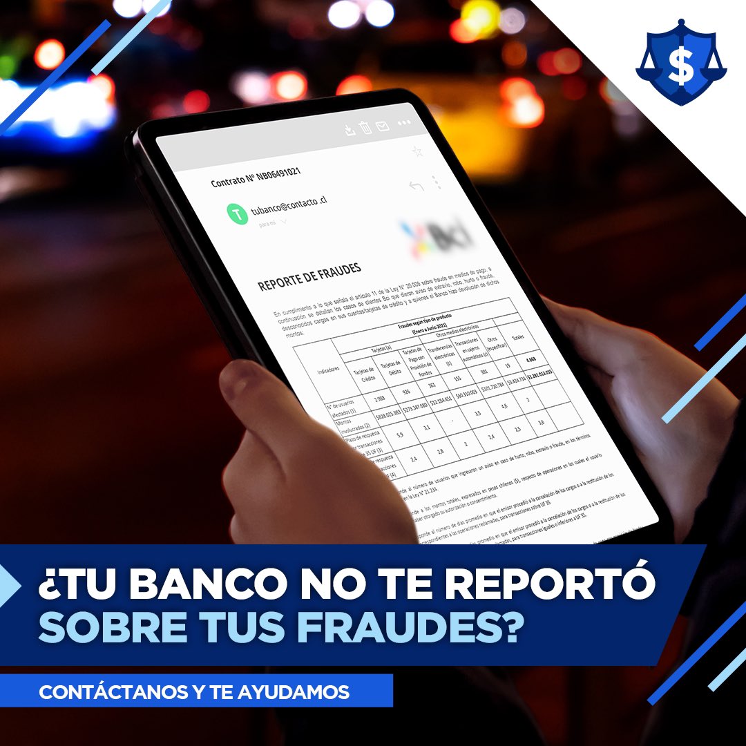 DefensaFinanci2's tweet photo. Una de las novedades de la #LeyDeFraude es que obliga a las entidades financieras a publicar semestralmente, en su sitio web, el número de usuarios afectados por fraudes, los montos involucrados, actualízate en los portales oficiales de tu banco y evita ser víctima de #fraude. https://t.co/zEAECQQYO5
