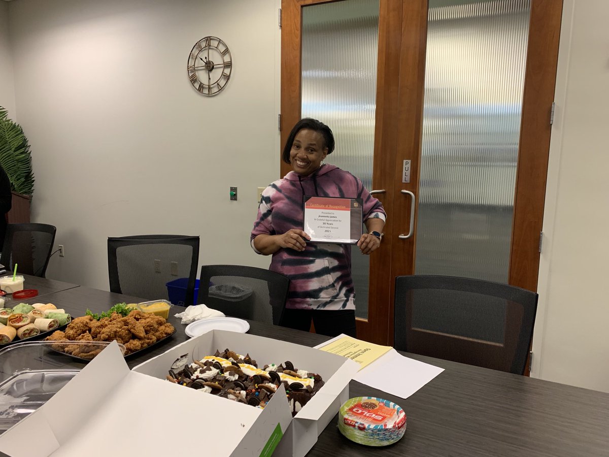 Congratulations to Jeanetta James on 30 years of service. That is a huge milestone. We appreciate everything you do for Baymeadows East and South.