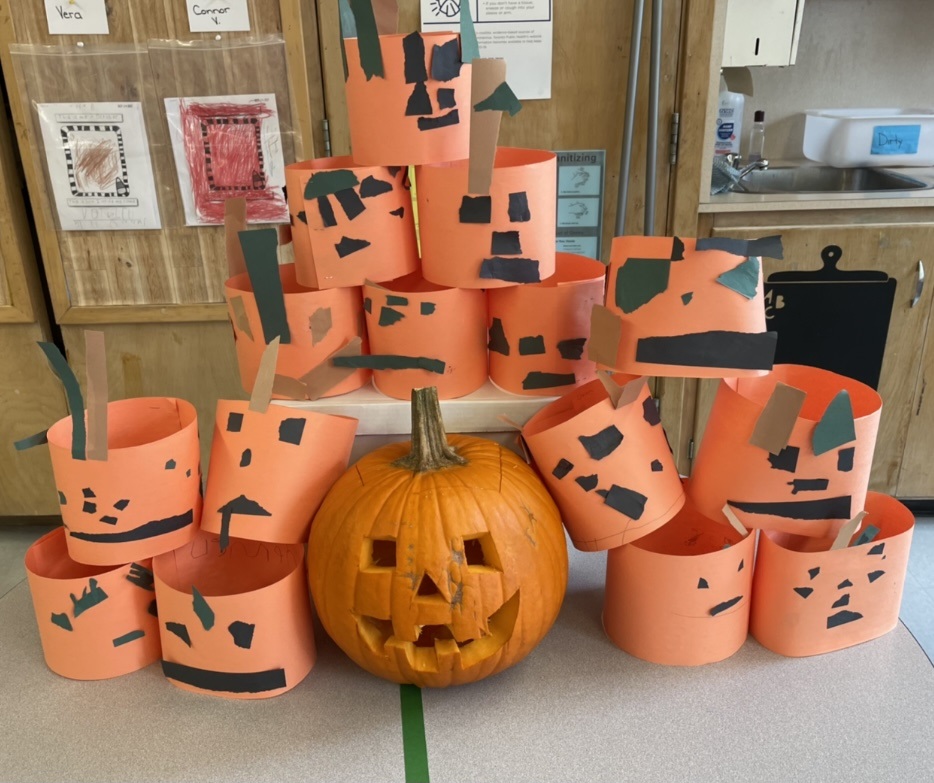 Ms Fox's Kindies built a pumpkin tower! Lots of fun today!