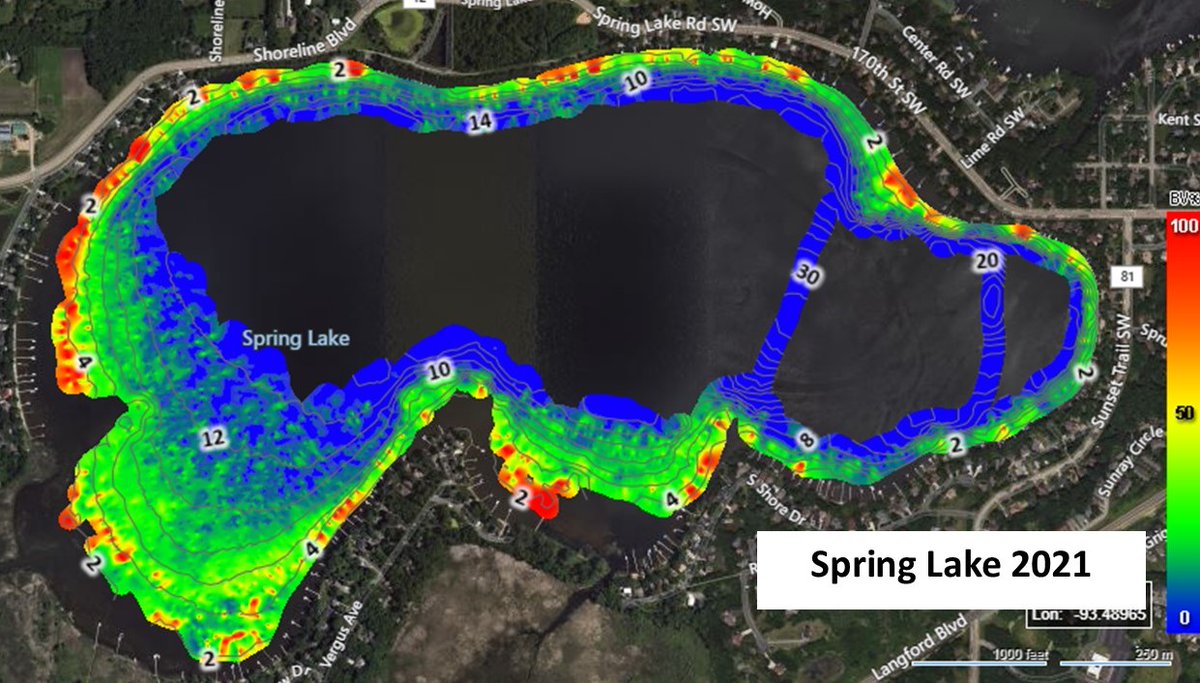 PriorSpringWD's tweet photo. 2020-2021: Aquatic plants increased by 115% in Upper Prior Lake and increased by 26% in Spring Lake!
This could be due to clearer water and improving water quality. Low lake levels may have also contributed to higher plant growth too. https://t.co/AFf41RBlFA