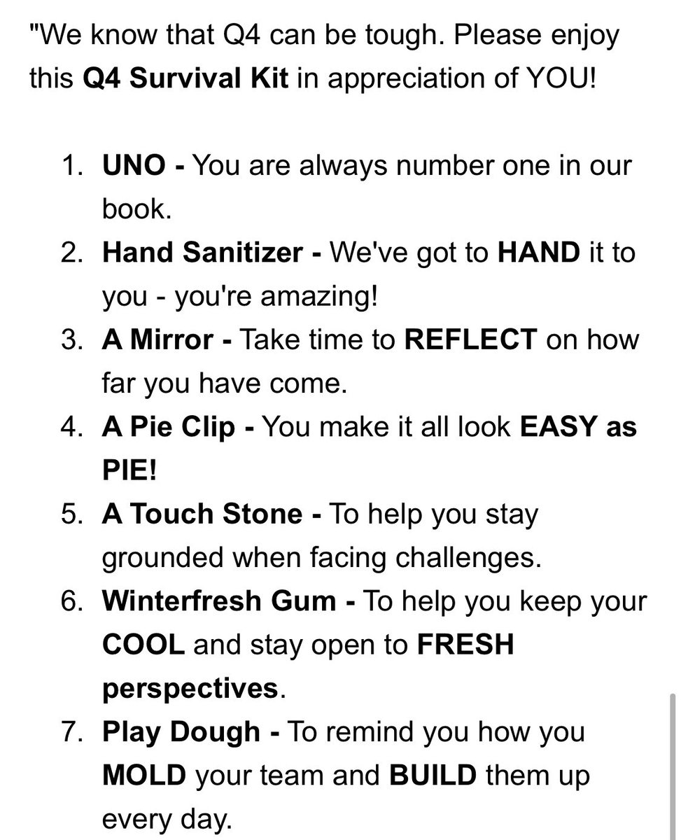 GoForAlice's tweet image. #T0809 Q4 Survival Kits for our leaders to kick off the quarter with recognition! Can’t think of a team I’d rather #WinTogether with for the holidays. #R100Cares @TGTScheuer @emily_lindaaaa @ShopTheBullseye
