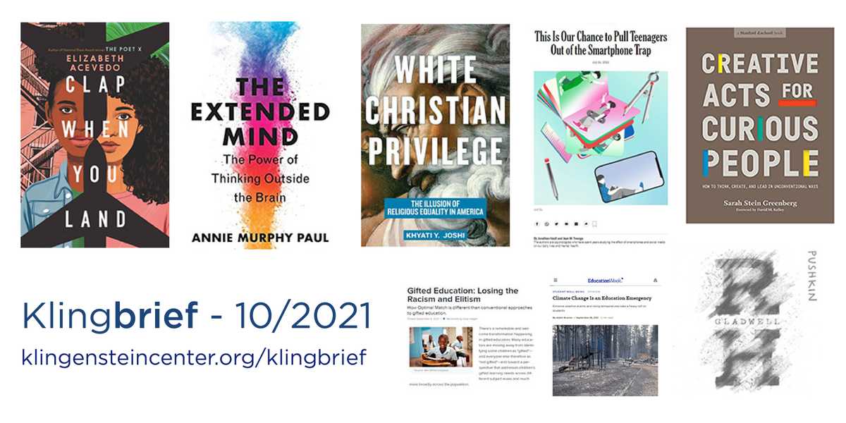 Klingbriefer's tweet photo. Just in time for your weekend reading, the October #Klingbrief is out!  This issue includes Clap When You Land by Elizabeth Acevedo, @revhistpodcast with @Gladwell, Creative Acts for Curious People by @steingreenberg and many more!

Read it at https://t.co/cMheFaiBi2 https://t.co/bUxiTCU4ru