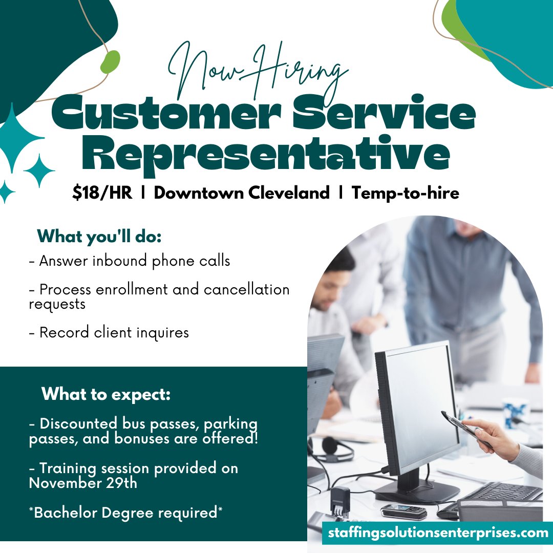 StaffSolEnt's tweet image. Check this out! 👇

As downtown Cleveland continues to grow and expand, so does our client located in the heart of the city!!✨

This is an onsite temporary full time position for 3-4 months with the potential to go permanent!!

Learn more &amp;amp; apply here: ow.ly/Rlh750GBuOx