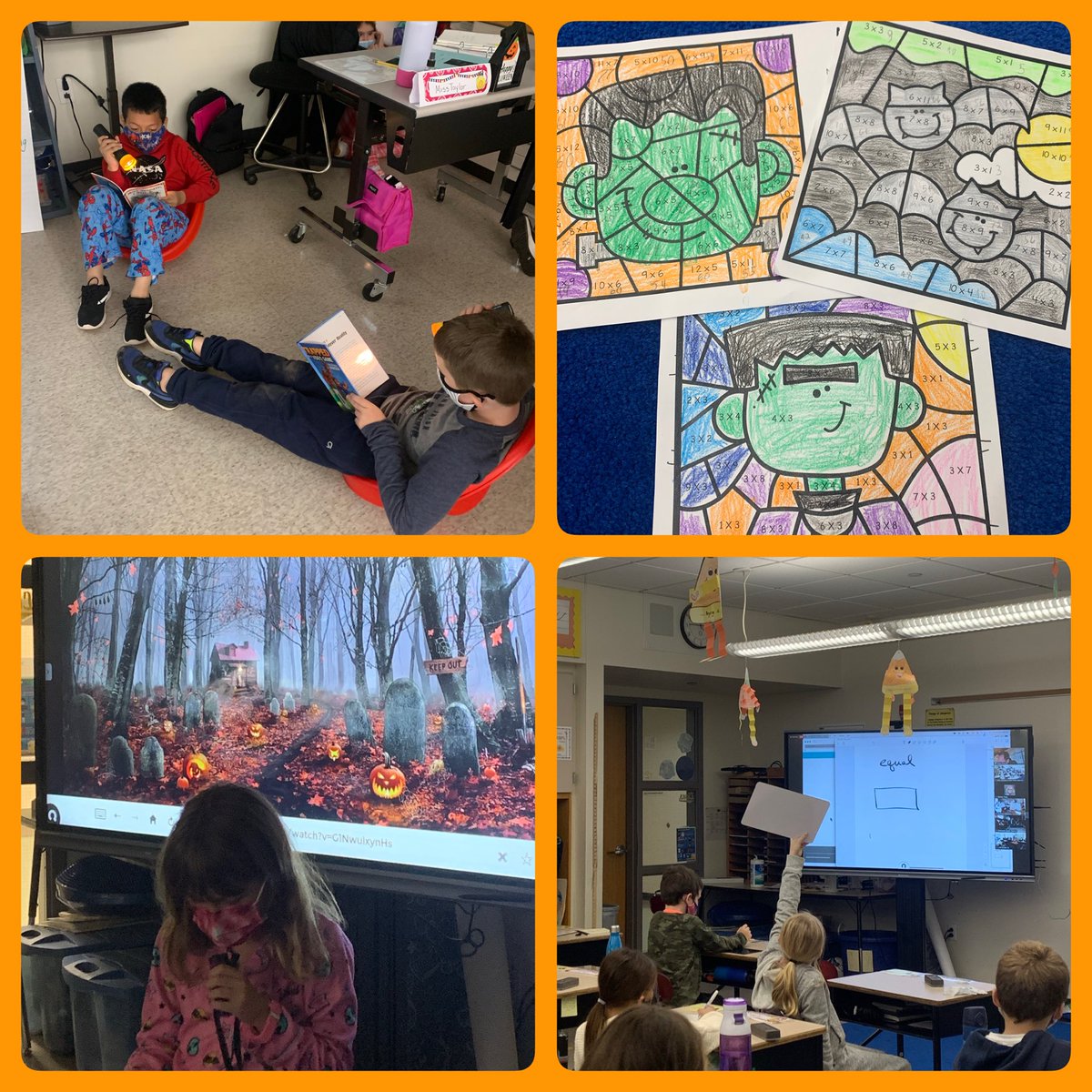 The Halloween fun continued in 3D.  Flashlight reading, themed multiplication papers, sharing scary stories, and a live math lesson from <a href="/gregtangmath/">Greg Tang</a>  what a way to end the week!