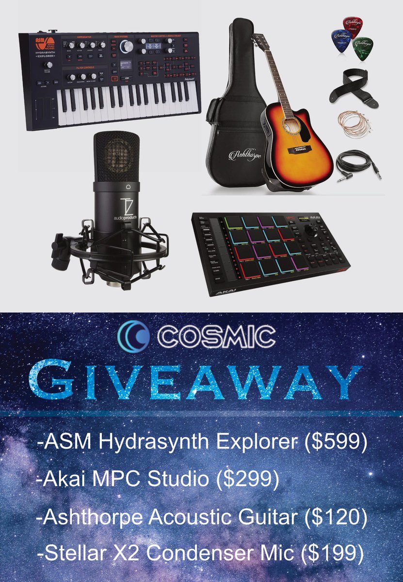 Get ready for our music equipment giveaway! More info very soon. #cosmicmusic #musicnfts