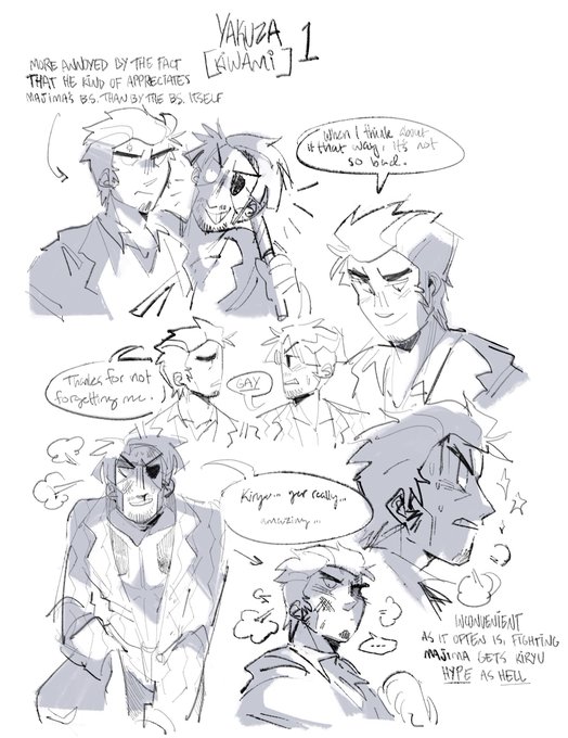 i just wanna know why* kiryu and majima were at best half-heartedly antagonistic towards one another in yk1 and suddenly best buddies in yk2

*rhetorical question; obviously it's because they hooked up  #yakuza #ryugagotoku #龍が如く 