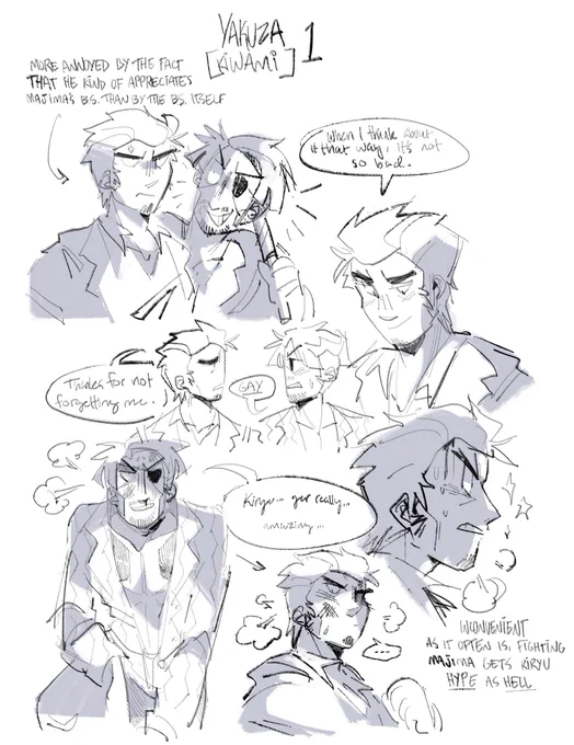 i just wanna know why* kiryu and majima were at best half-heartedly antagonistic towards one another in yk1 and suddenly best buddies in yk2

*rhetorical question; obviously it's because they hooked up  #yakuza #ryugagotoku #龍が如く 