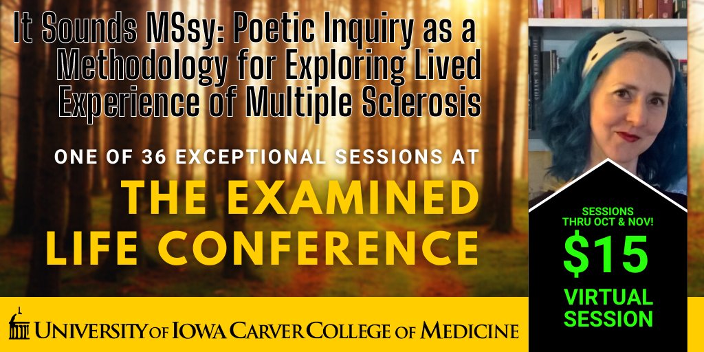 ExaminedLife_UI's tweet photo. Tomorrow at 1 pm Central: "Can writing poems give us the opportunity to articulate some of the untidy and uncertain aspects of our lived experiences of MS?" Register at https://t.co/HtnO8aR1ax #multiplesclerosis #poetry #ms #neurology #poetrytwitter #DisabilityTwitter #MedTwitter https://t.co/LlK1B36oeA
