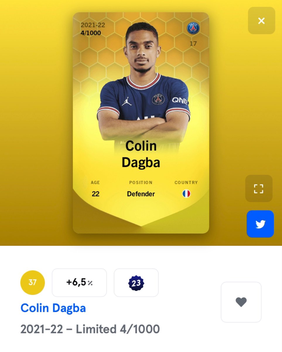 SalgueiroSorare's tweet photo. #Concours #Sorare 🎁 #Giveaway 
#PSGLOSC #Ligue1UberEats 

Allez Dagba 🤩🤩🤩🤩

Si il marque j’offre une seconde carte 

🟡 Limited 4/1000
🇫🇷 Colin Dagba (PSG)

RT &amp; ❤️ le tweet
Follow @SalgueiroSorare 

Tirage dimanche à 21h

Mon lien de parrainage : https://t.co/F5SrpXOhmQ https://t.co/QQ5HTMlM3m