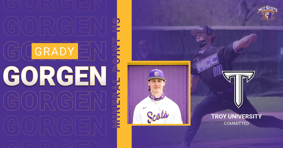 McCoBaseball's tweet photo. Congratulations to Scots LHP Grady Gorgen (Mineral Point HS, WI) on his commitment to play baseball next fall at Troy University in Troy, AL!  @McHenryCoSports  @_TheJBB @PBRWisconsin @PBR_JUCO https://t.co/c4XxMwr2y9