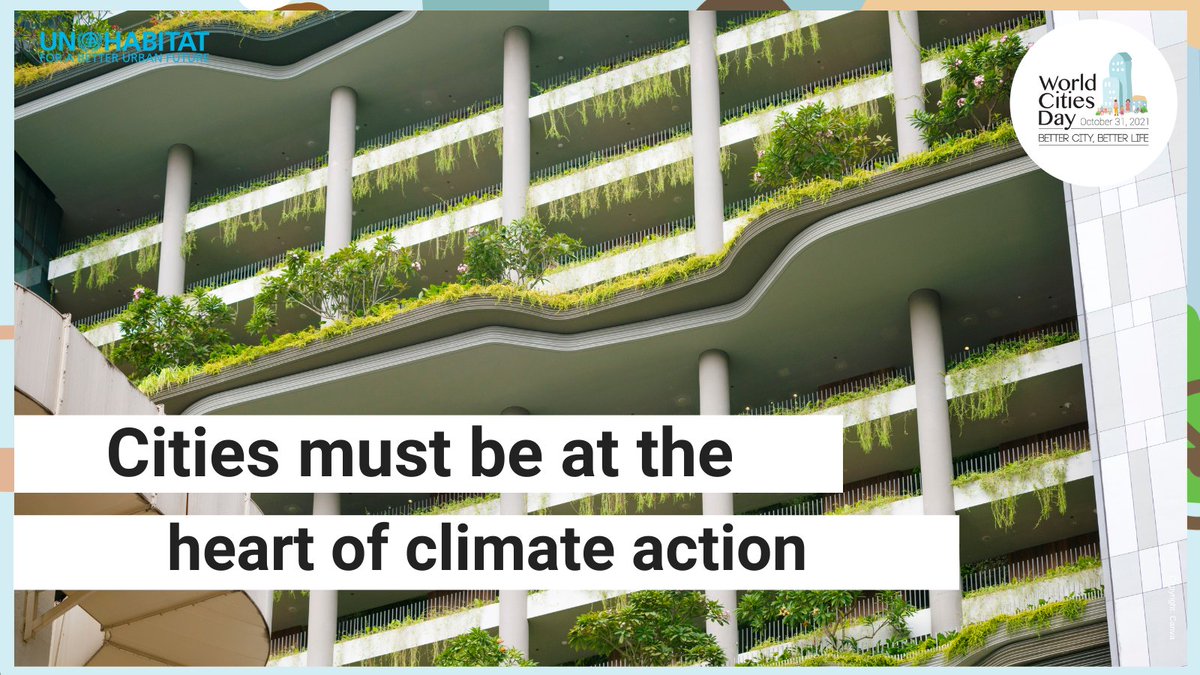 UN's tweet photo. Sunday is World Cities Day 🏙️

Cities worldwide are increasingly suffering the effects of climate-related challenges. 

Building more sustainable urban areas must be at the heart of #ClimateAction. 

https://t.co/W8Hs9n9ck0 https://t.co/3uLPZFxzce